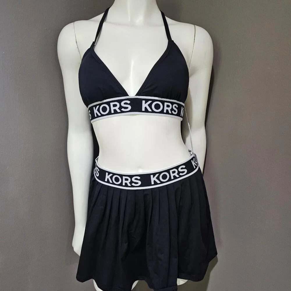 Michael Kors Logo-Elastic Swim Top and Skort - Picture 2 of 11
